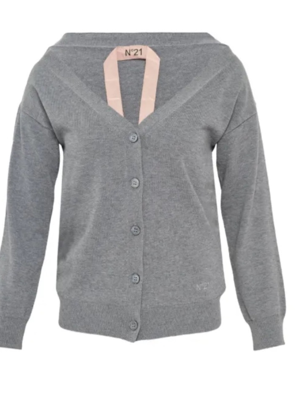 N21 Grey V-Neck Button Cardigan